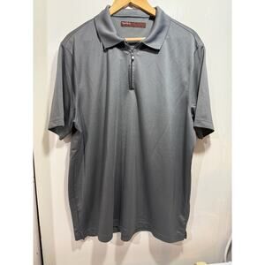 Perry Ellis Gray Short Sleeve Zipper Polo Size XL 100% Polyester